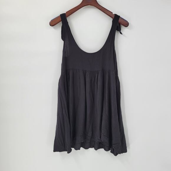 Forever 21 Babydoll Tank Womens S Black Rayon Scoop Neck Bow Tie Straps Flowy - Picture 11 of 13